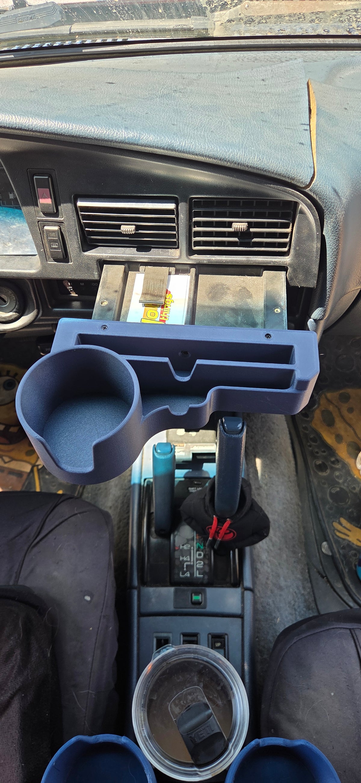 Single Cup Holder & Device Organizer / Console Top or Seceret Stash Attachment