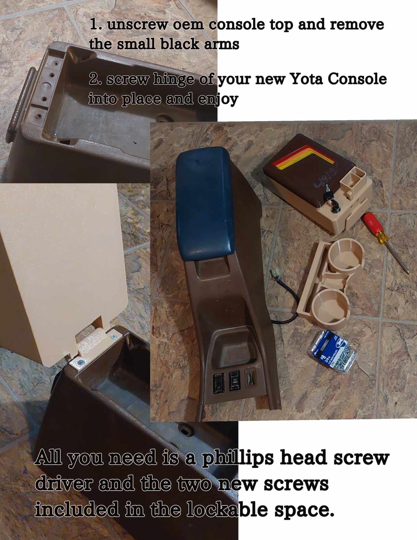 1989-1994 Toyota Pickup & 1990-1995 4Runner | Lockable Center Console Lid | Yota Things