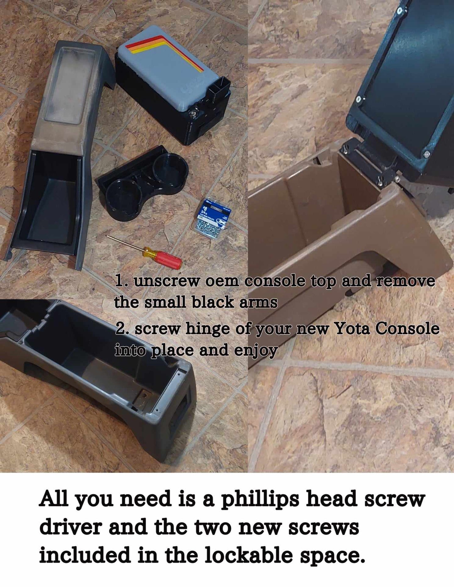 1984-1989 Toyota 4Runner & Pickup Center Console Lid with Cup Holder | 1st Gen 4Runner Armrest Top | Yota Things