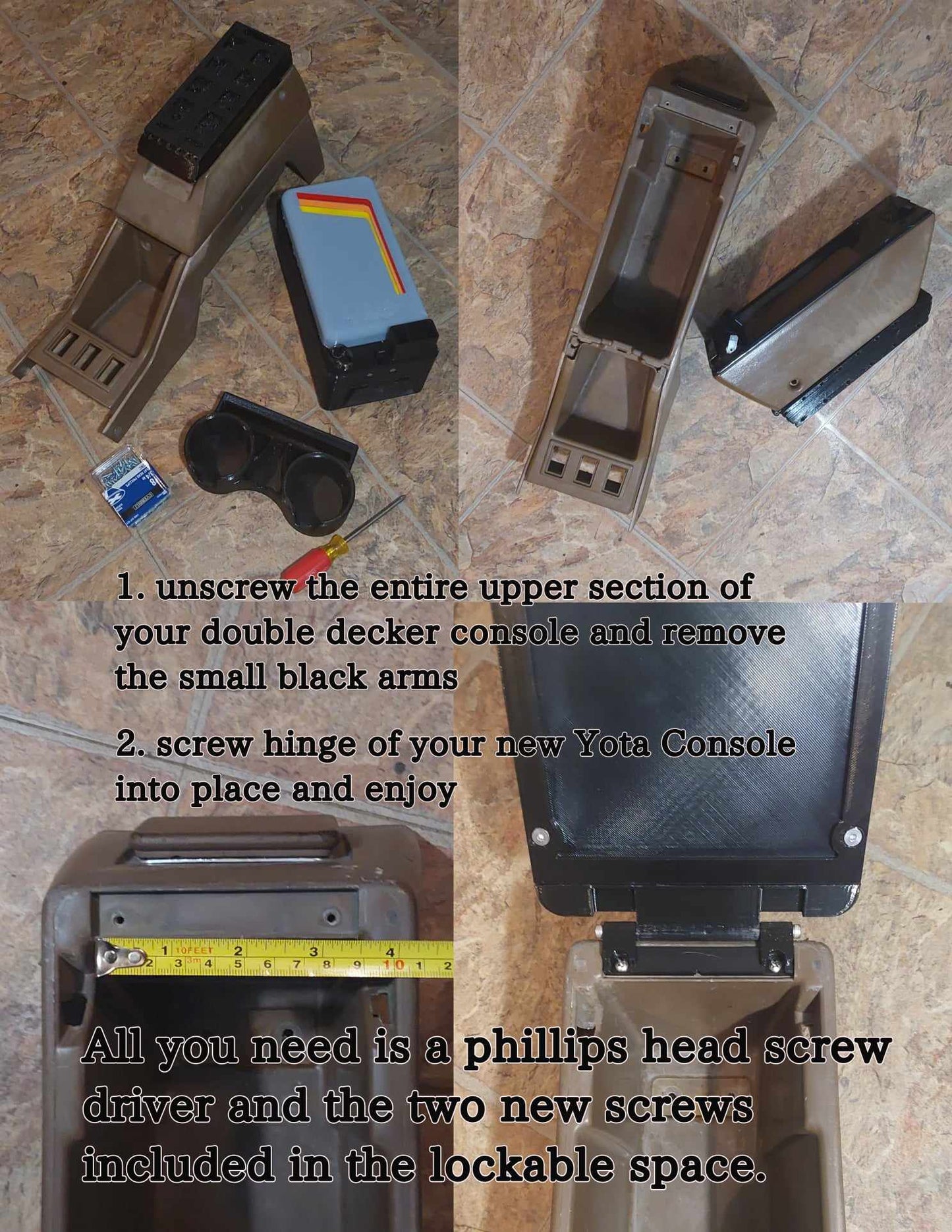 1984-1989 Toyota 4Runner & Pickup Center Console Lid with Cup Holder | 1st Gen 4Runner Armrest Top | Yota Things